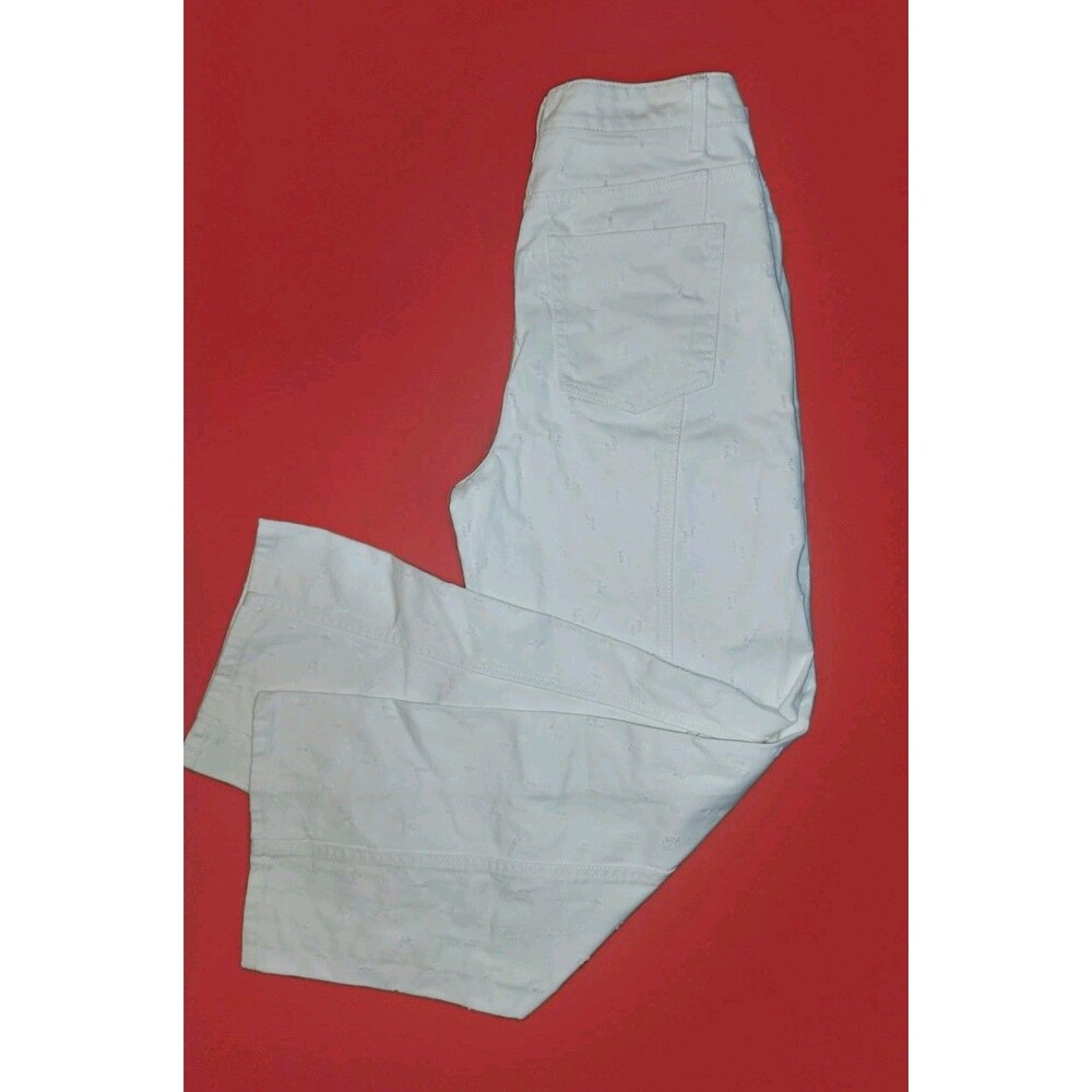 Future Collective x Jenny K Lopez White Eyelet Wide Leg Jeans Size 2 Rigid Denim - Picture 2 of 7